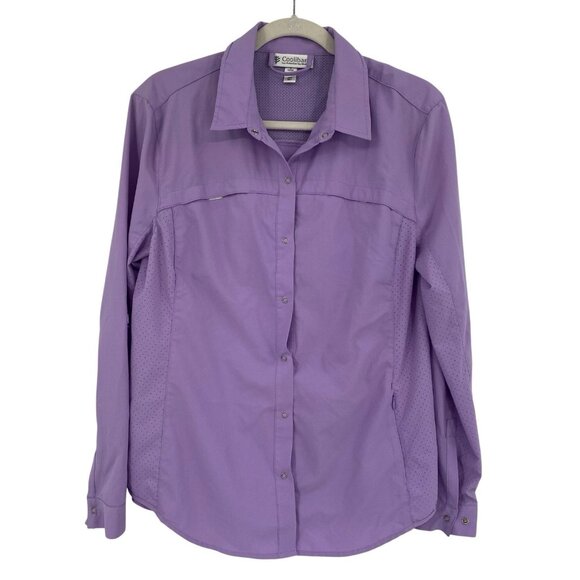 Coolibar Womens Size M Purple Vented Long Sleeve Button Sun UPF 50 Shirt - Picture 1 of 13